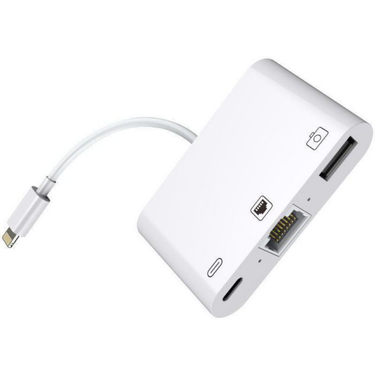 MicroConnect Lightning HUB   Lightning til RJ45 med USB & Lightning port 1 Stykk SEN W125648613 Hvit