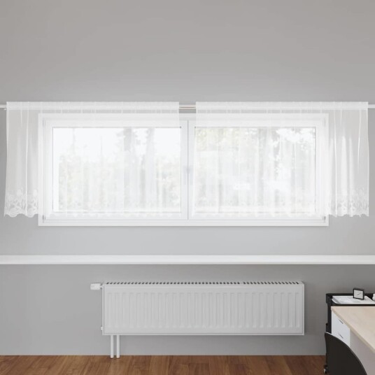Gardiner med gardiner Blomster Hvit Polyester