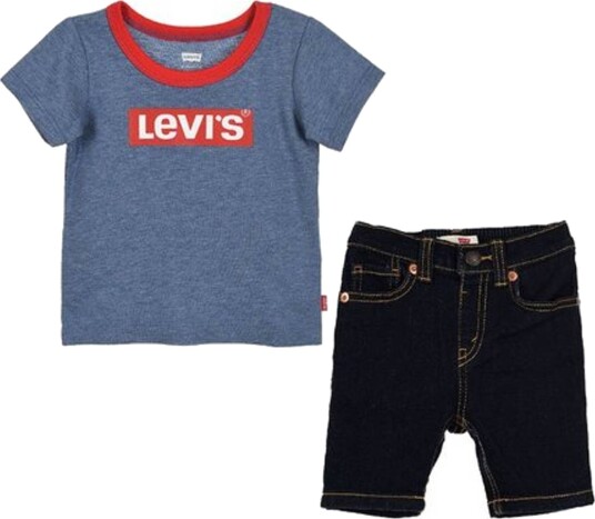 Levis Stretch Denim Short Sett Navy/Sort (68 / 6 mnd)