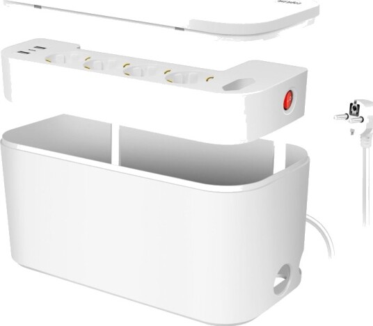 LogiLink Kabelboks med Strømuttak og USB-A/USB-C Lading Hvit