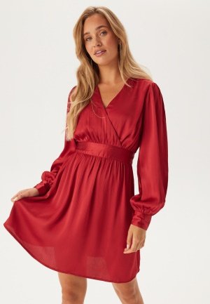 BUBBLEROOM Wrap L/S Structured Dress Red XS BUBBLEROOM Wrap L/S Structured Dress Red XS