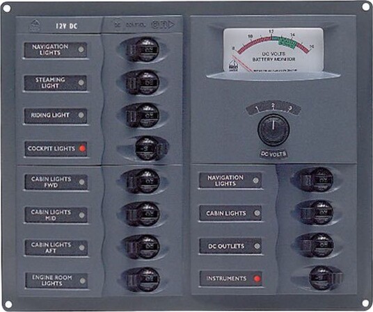 BEP Strømpanel, 12 kontakter & automatsikringer, LED-indikator, 12V, 200 x 239 x 65 mm BEP Strømpanel, 12 kontakter & automatsikringer, LED-indikator, 12V, 200 x 239 x 65 mm