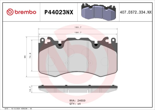 Bremseklosser BREMBO P44023NX Bremseklosser BREMBO P44023NX