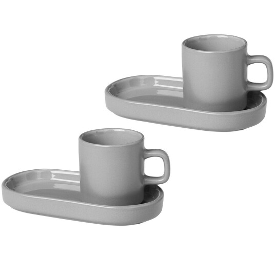 Blomus Pilar espressokopp med fat 2-stk. Mirage grey 1704748-02-0 1704749-02-0