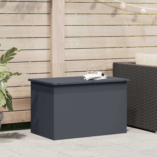 vidaXL Hageoppbevaringsputeeske Stål 80 x 50,5 x 50 cm 180 Antrasitt