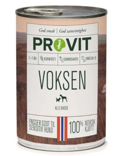 Provit Voksen Kornfritt Våtfôr til hund 400 g - Ernæringsrik med norsk kjøtt og Omega-3