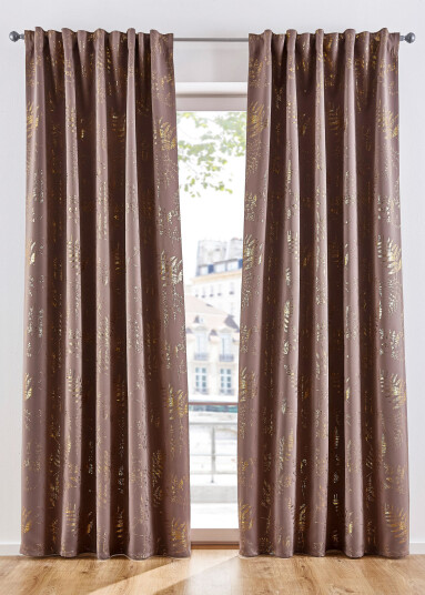 bonprix Lystett gardin med glanset mønster (1-pack) 4 (H/B: 245/130 cm),3 (H/B: 225/130 cm),2 (H/B: 175/130 cm),1 (H/B: 145/130 cm) brun