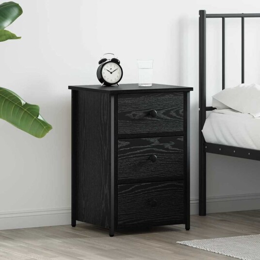  Svart Eike Nattbord Svart Eike MDF Metall Kompakt
