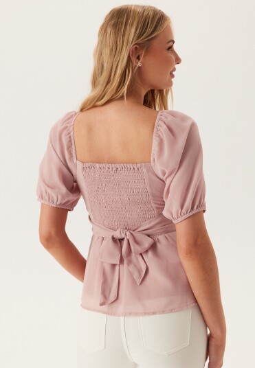 Bubbleroom Square Neck S/S Georgette Blouse