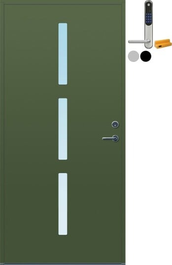 Ytterdør Bygg1 Forus 02 Klarglass med Yale Entrus BxH: 90x210 cm, Venstre, NCS S-6020-G30Y, Grønn, Yale Sølv Ytterdør Bygg1 Forus 02 Klarglass med Yale Entrus BxH: 90x210 cm, Venstre, NCS S-6020-G30Y, Grønn, Yale Sølv