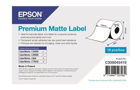 Epson Premium - Matte - Roll (10.2 cm x 35 m) Epson Premium - Matte - Roll (10.2 cm x 35 m)
