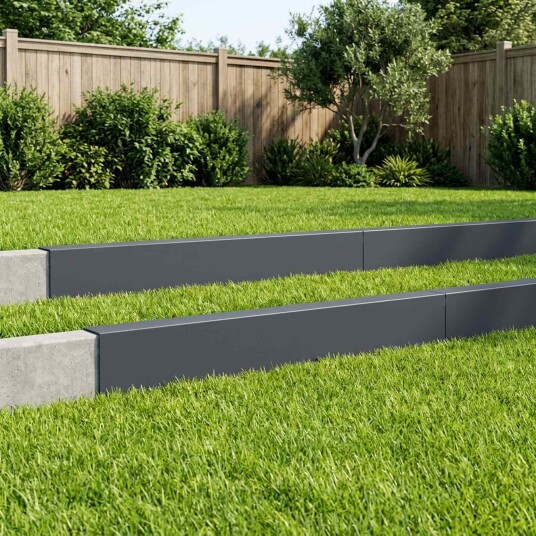 vidaXL Kantprofil til hage 10 stk. 100 x 10 x 15 cm Stål Antrasitt