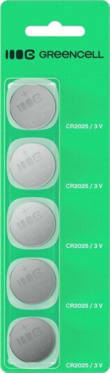 Green Cell CR2025 litium-knappcellebatteri, 3 V, 160 mAh – 5-pakning