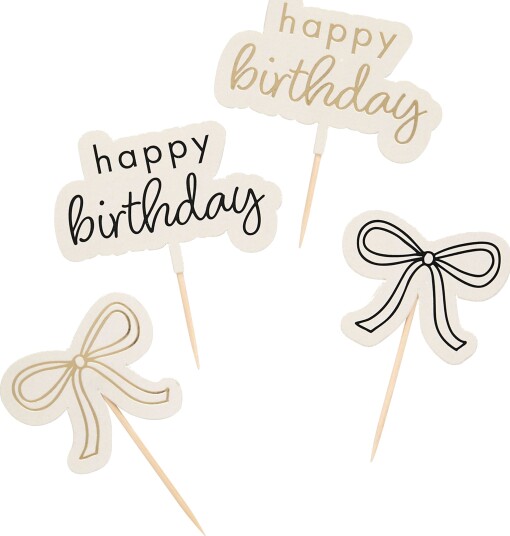 Kakedekorasjoner Happy Birthday kremhvit rosett 12 pakning Kakedekorasjoner Happy Birthday kremhvit rosett 12 pakning