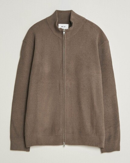 NN07 Danny Rib Knitted Full Zip Mable Husk