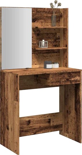 Sminkebord med speil gammelt tre 74,5x40x141 cm 857007
