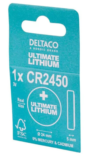 Deltaco Lithium 1 x CR2450 Knappcellebatterier Deltaco Lithium 1 x CR2450 Knappcellebatterier