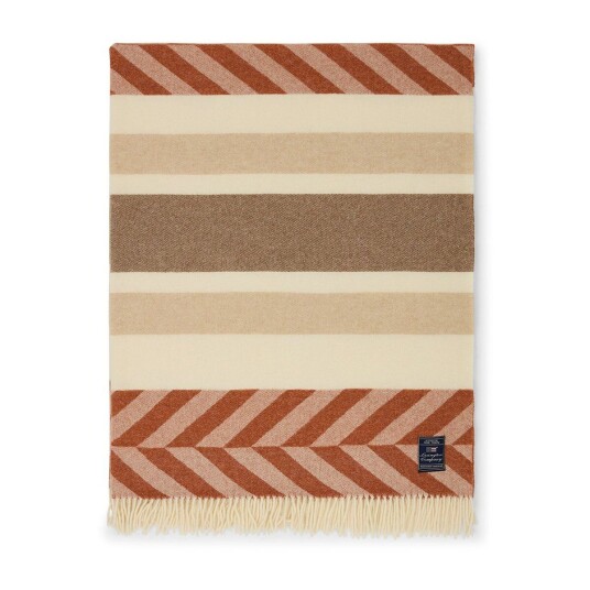 Lexington Herringbone Striped Recycled Wool pläd 130x170 cm Copper-brown
