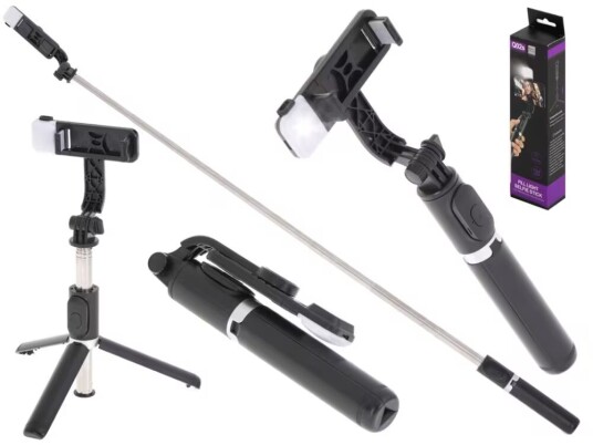 Selfie stick lampe stativ sort stativ