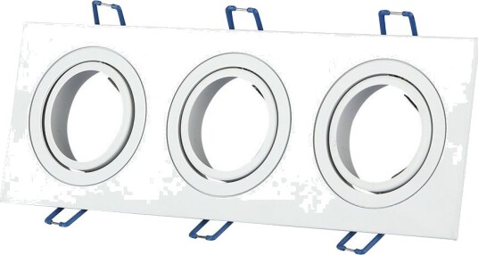 V Tac 3 hulls kvadratisk innfellingsspot for 3x GU10 Hvit aluminium IP20 innendørs hull: 235x75mm mål: 255x91mm