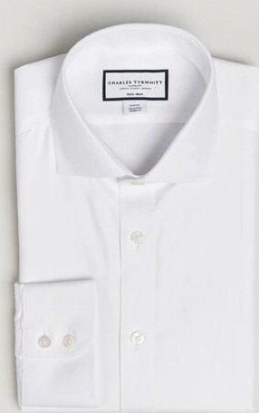 Charles Tyrwhitt Slim Fit Non Iron Herringbone Cut Away Shirt  White