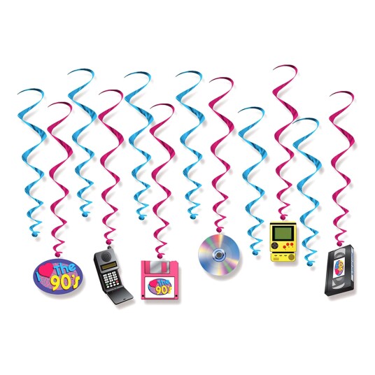 360 Degrees Ltd Swirls I Love the 90's Hengende Dekorasjon - 12-pakning