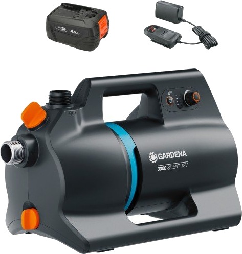 Gardena 14610 20 3000 Silent Hagepumpe   18V inkl. 4 Ah batteri og lader