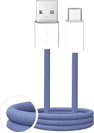 Puro Fabrik 2.0 USB A USB C 10W flettet kabel 1.5m blå PUCAC10WFABK415MTBL