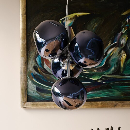 Melt lysekrone Mini Smoke   Tom Dixon Melt Chandelier Mini   Stue   Design   Plast   Med skjerm