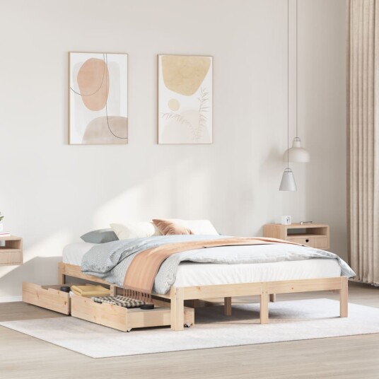 Sengeramme med skuffer 120x200 cm heltre furu