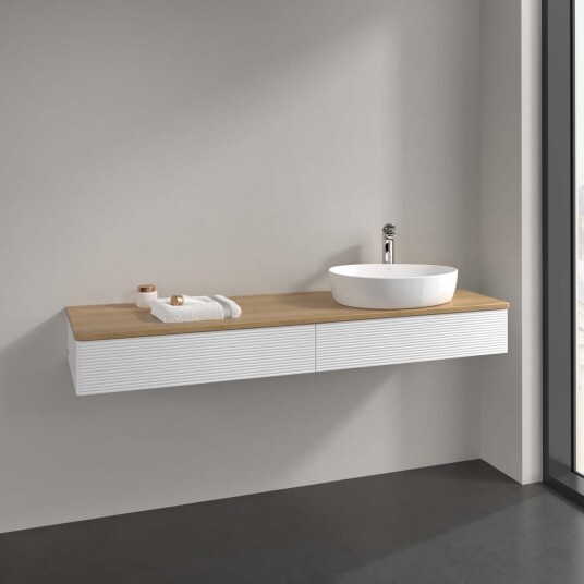 Villeroy & Boch Antao Servantskap med 2 skuffer 160x50x19 cm u/lys Hvit Matt/Eik