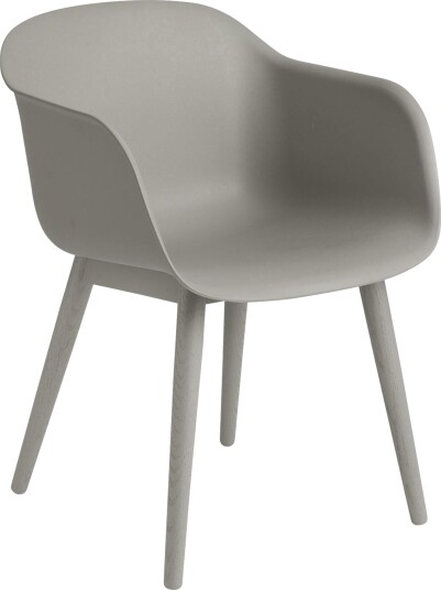 Muuto Fiber Spisestol med Armlener og Base Grå