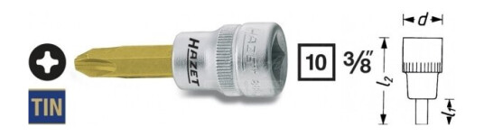 Hazet 8806-Ph3, 1 Stykker, 76,2 / 8 Mm (3 / 8"), Stål, 5,5 Cm, 47 G