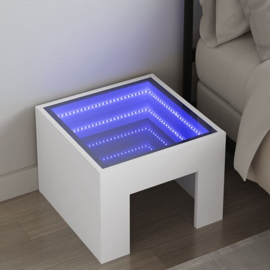 Salongbord med Infinity LED hvit 40x40x30 cm 3284070