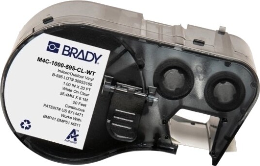 Brady M4c 1000 595 Cl Wt Translucent Hvit Selvklebende Skriveretikett Kontinuerlig Etikett Vinyl Trermisk Overføring Akryl