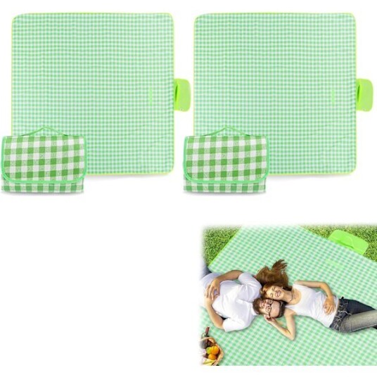 Vanntett piknikteppe sammenleggbar utendørsmatte for 4 6 personer 200x150/200 cm pieces 200 x 200 green