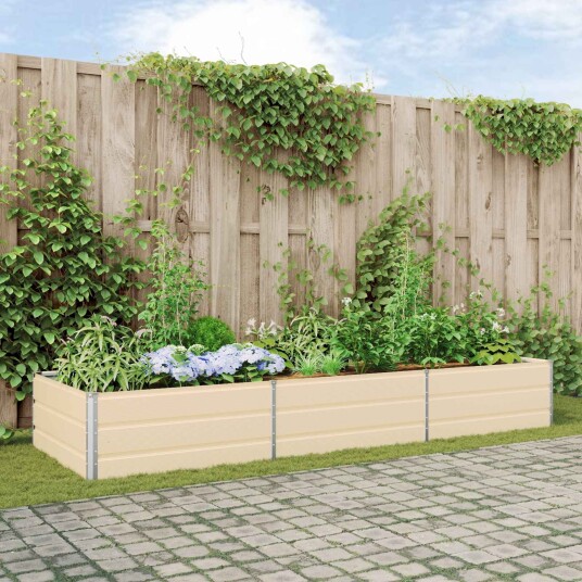 vidaXL Plantekassed Elfenben 290 x 100 x 45 cm Galvanisert stål