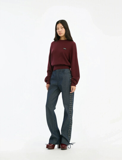 ROTATE Birger Christensen Basic Crewneck Sweater - Burgundy - XL ROTATE Birger Christensen Basic Crewneck Sweater - Burgundy - XL