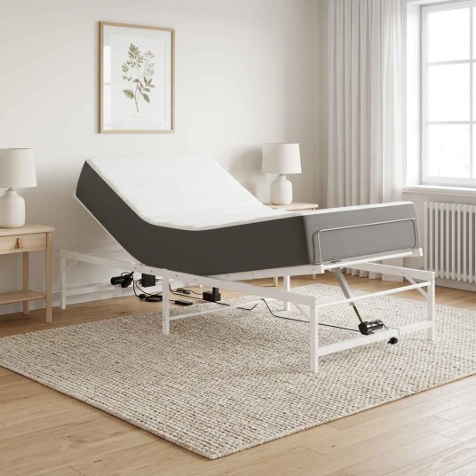 vidaXL Elektrisk Justerbar Seng Ramme Hvit 100 x 200 cm Stål