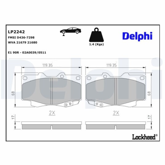Bremseklosser DELPHI LP2242 Bremseklosser DELPHI LP2242