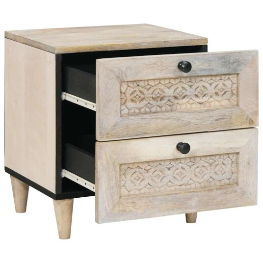  Nattbord med skuff 2 pcs Beige 40 x 33 x 46 cm heltre mango