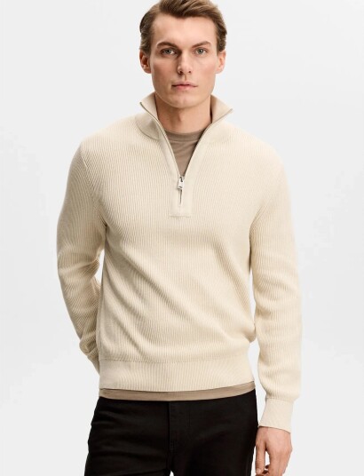 J. Lindeberg Alex Half Zip Knitted Sweater Beige XXL J. Lindeberg Alex Half Zip Knitted Sweater Beige XXL