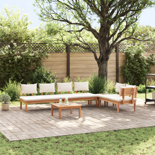 5-delt hage spise-sett med puter Solid teak tre 5-delt hage spise-sett med puter Solid teak tre