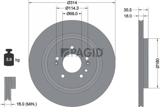 PAGID 56475NC Bremseskive