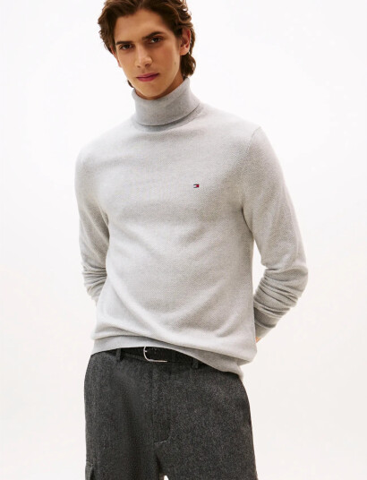 Tommy Hilfiger Pima Ctn Cash Herringbone Roll Grey XL Tommy Hilfiger Pima Ctn Cash Herringbone Roll Grey XL