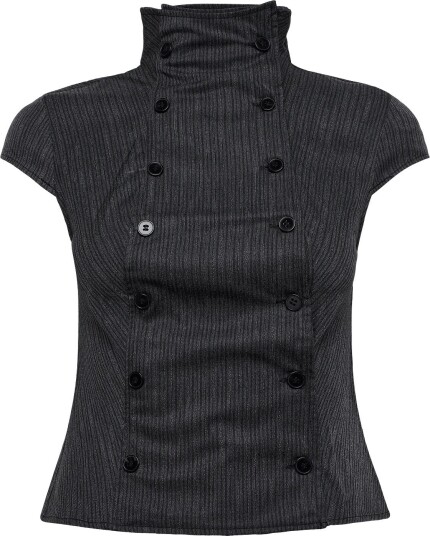 Weekday Double Breasted Cotton Top BLACK DARK 34 Weekday Double Breasted Cotton Top BLACK DARK 34