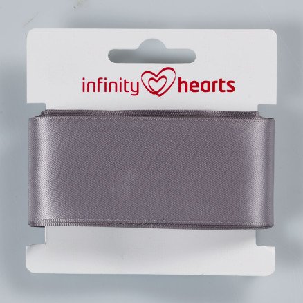 Infinity Hearts Satengbånd Dobbeltsidet 38mm 12 Sølv 5m