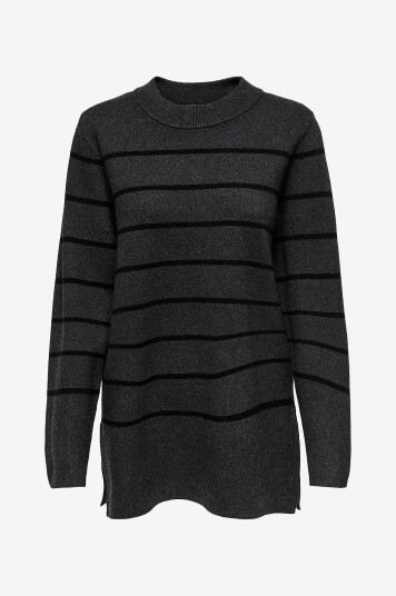 JDY - Genser jdyMila Life L/S ON Long Slit Pull - Grå