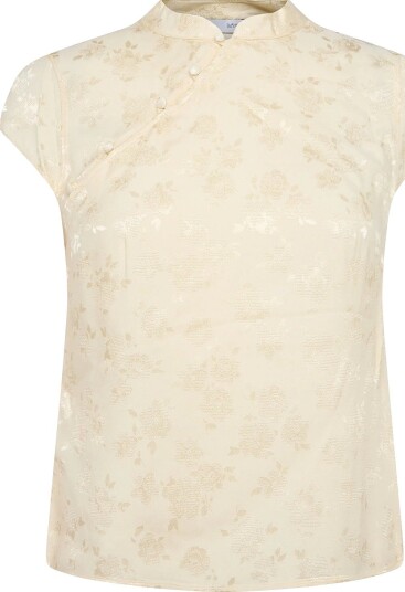 Mango Jacquard Top With Strap Neck LIGHT BEIGE S