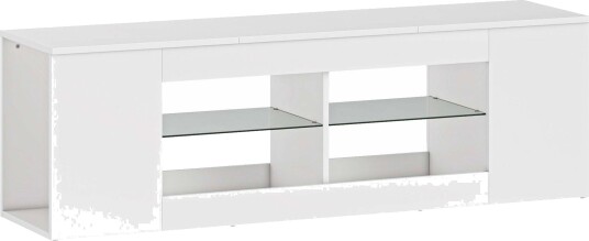 TV stativ med 6 hyller og glass 140 cm hvit